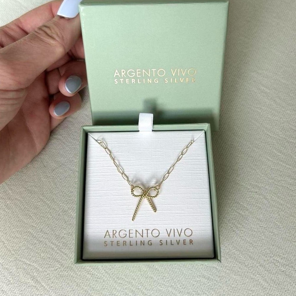 Argento Vivo Gold Bow Pendant Necklace